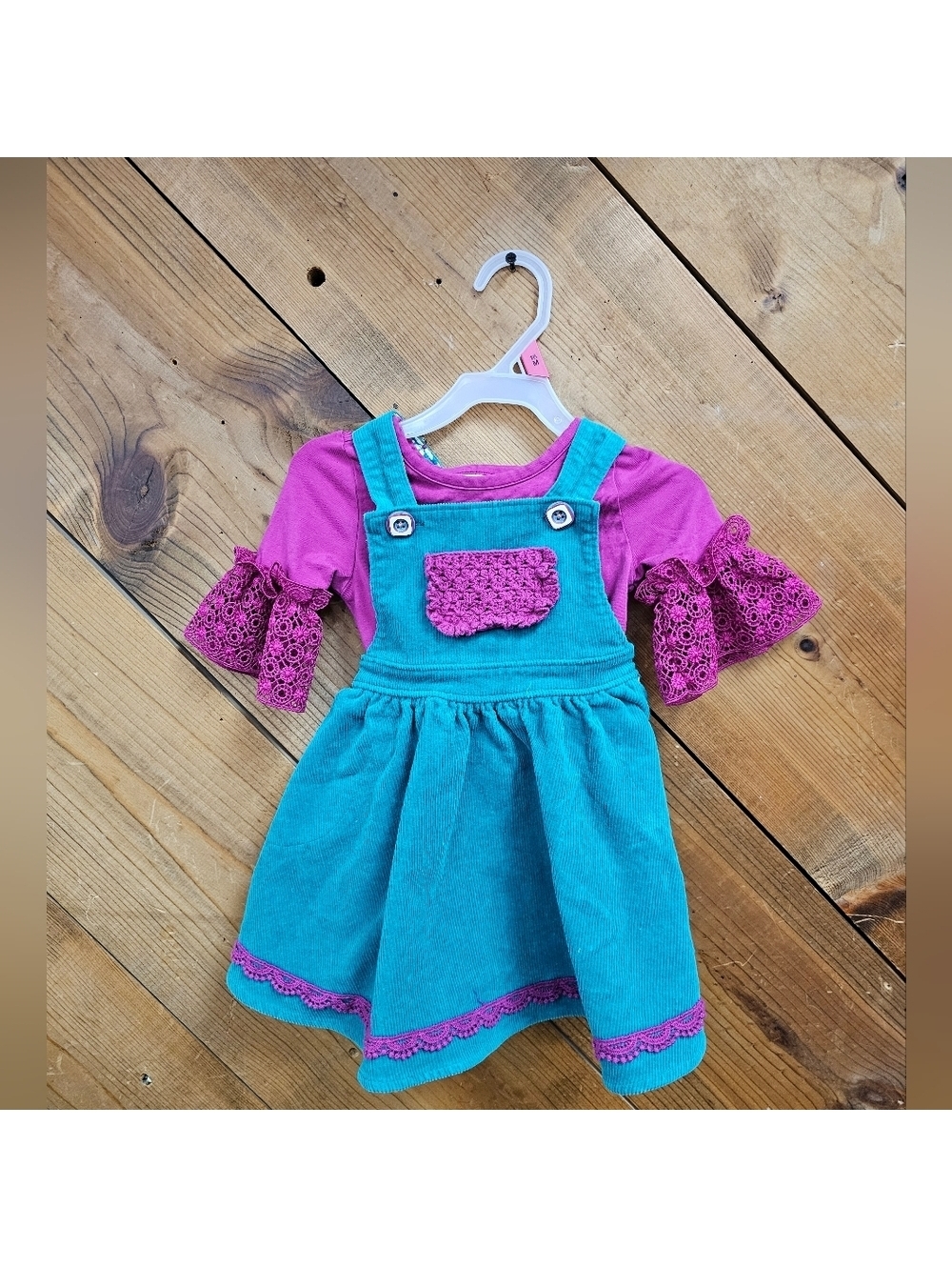 Wildflowers Everglades Jane Corduroy Jumper With PinK Lace Shirt